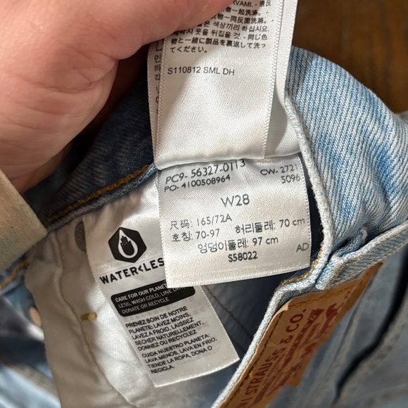 Levi's Light Blue Distressed Jean Shorts - Picture 2 of 3